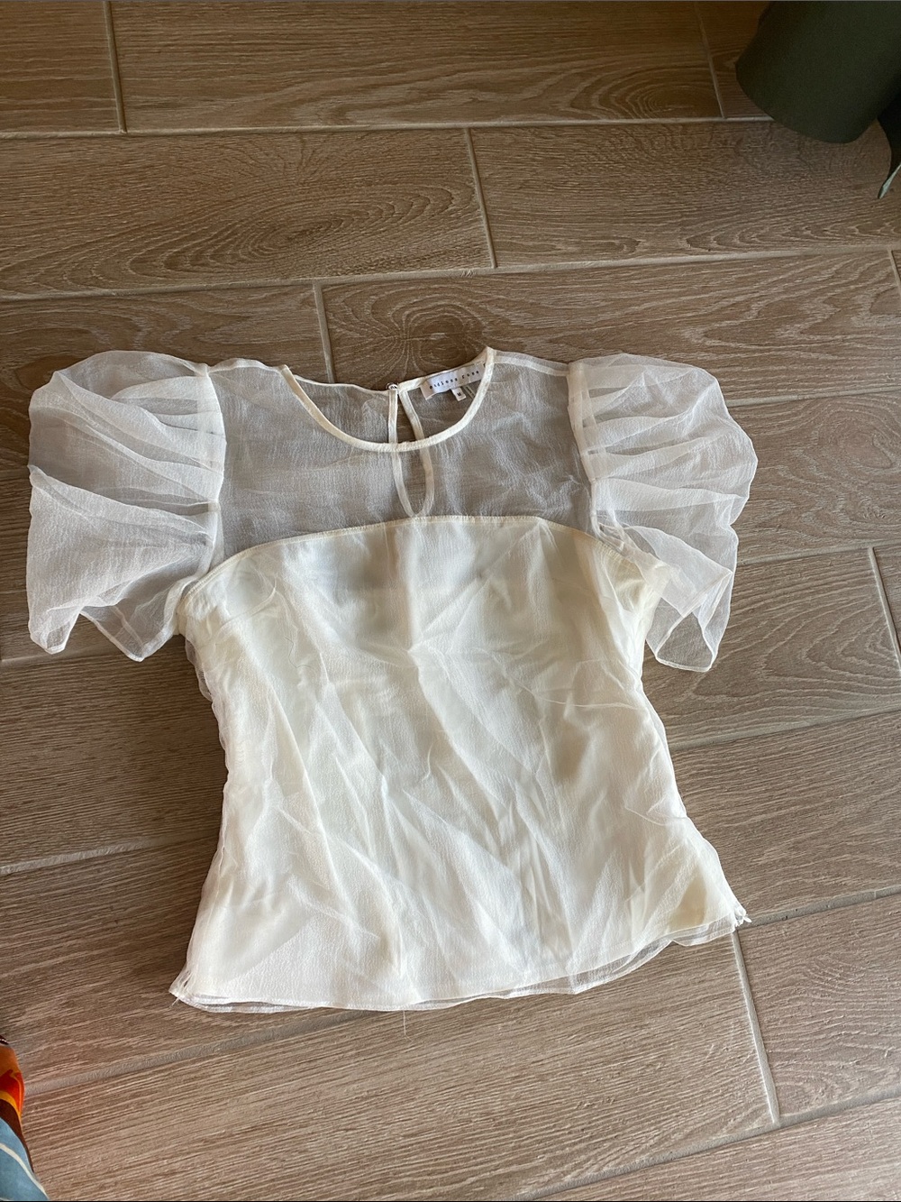 Endless Rose Ivory Sheer Puff Sleeve Blouse
